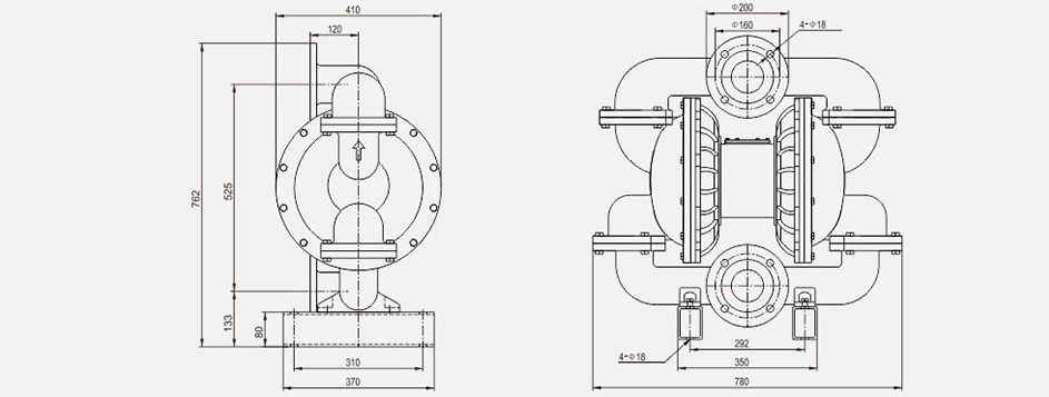 气动隔膜泵QBK-100塑料泵-尺寸