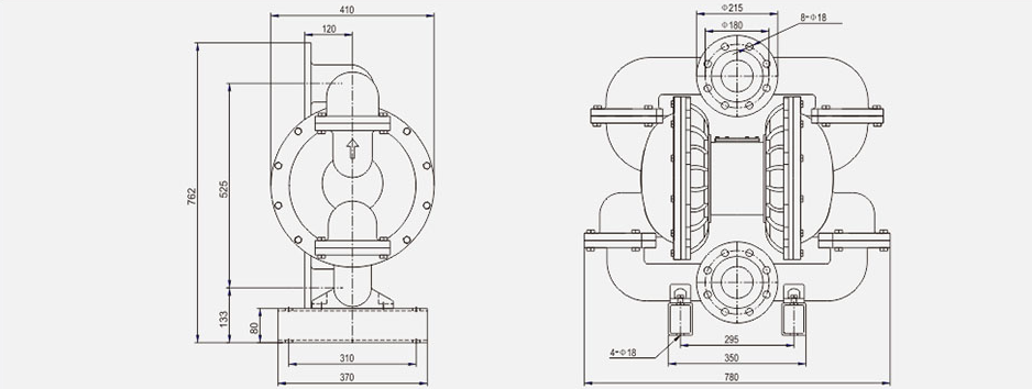 气动隔膜泵QBK-100不锈钢泵316L-尺寸