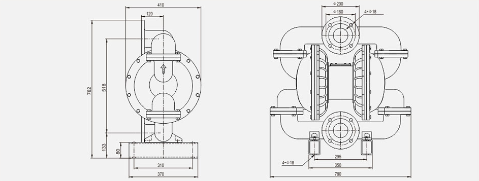 气动隔膜泵QBK-80铝合金泵-尺寸