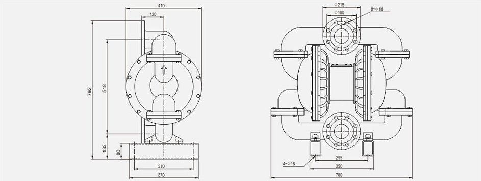 气动隔膜泵QBK-100铝合金泵-尺寸